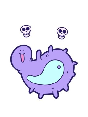 karikatür mikrop çiziminin kafatası animasyonu