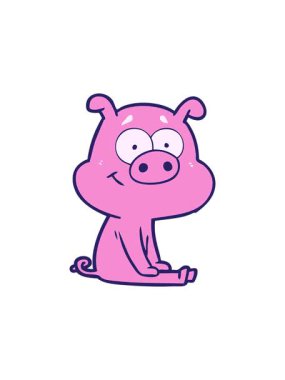 Mutlu çizgi filmdeki domuz oturuşunun hareketli animasyonu.