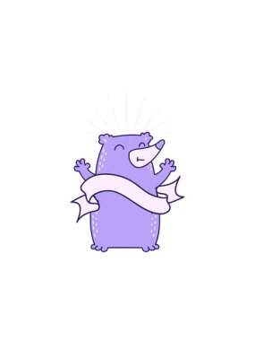 Dövme stili mutlu ayı ile parlayan parşömen afişinin radyoaktif animasyonu