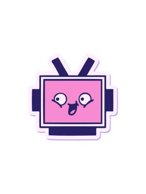 Sevimli bir robot kafa tasarımının yıldız patlaması efekti çıkartması