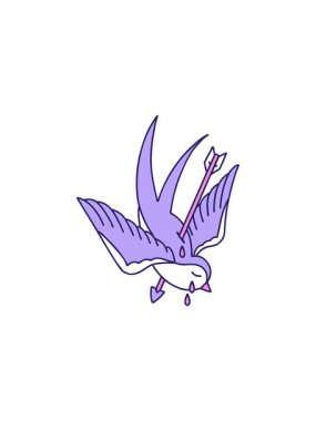 Satış animasyonu simgesel dövme stili bir kırlangıç ağlama görüntüsü