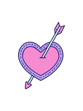 Bir ok ve kalbin ikonik dövme görüntüsünün basınçlı canlandırması