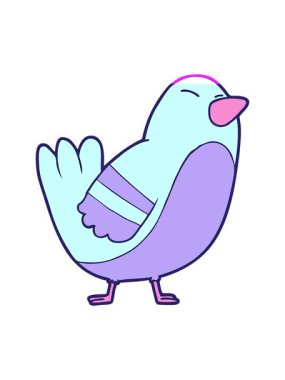 power up animation of Cartoon neon color Bird