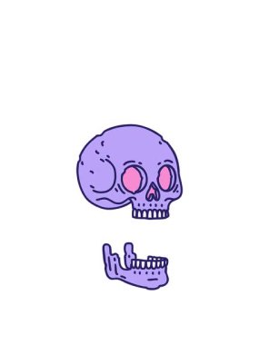 Bir kafatasının ikonik dövme ikonunun zıplama hareketi animasyonu