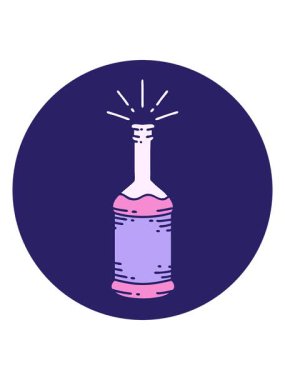 Dövme tarzı bira şişesi ikonunun parlak ışık efekti