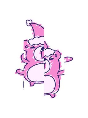 Noel Ayısı Tebeşir Çiziminin bölünmüş hareket animasyonu