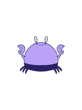 Çizgi film yengecinin gösterişli satış animasyonu