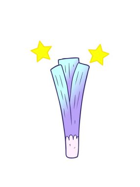 spinning stars animation of cartoon organic leek