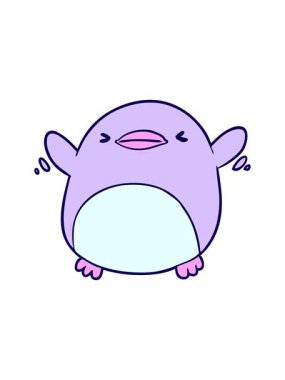 Kanat çırpan sevimli penguen çizgi filminin neon ışık efekti animasyonu