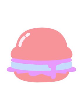 Parlak renkli lezzetli bir hamburgerin basınçlı animasyonu