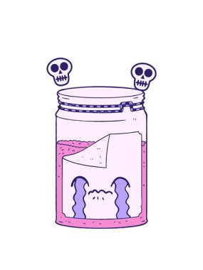 Çizgi film kavanozunun ağlayan kafatası animasyonu