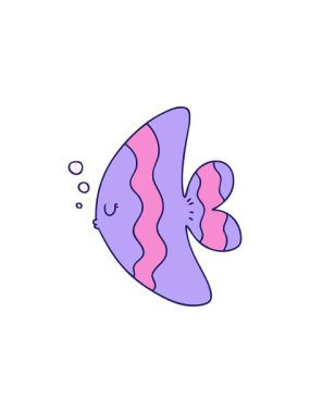 Tuhaf komik çizgi film balıklarının yıldız patlaması etkisi animasyonu