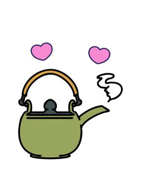 dönen kalpler sıcak Japon çay demliğinin animasyonu