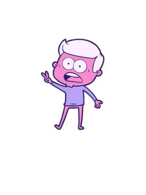 Karikatür adamın yükseliş ve yüzme animasyonu şok oldu.