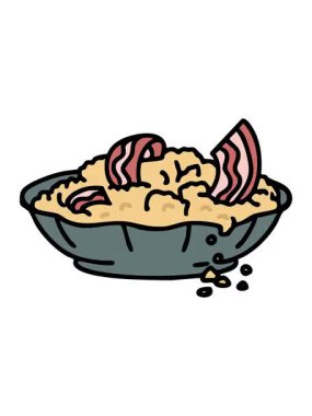 Geleneksel Brezilya domuz pastırması ve ekmek kırıntılarının animasyonu