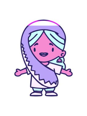 Geleneksel kıyafet tasarımındaki Hintli kadın animasyonunu güçlendir