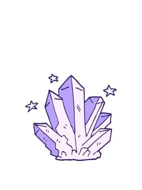 stretching up animation of cartoon doodle magic crystal