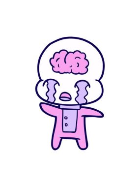 Neon ışık efektleri çizgi film çizgi filmi büyük beyin uzaylısının ağlamasının animasyonu