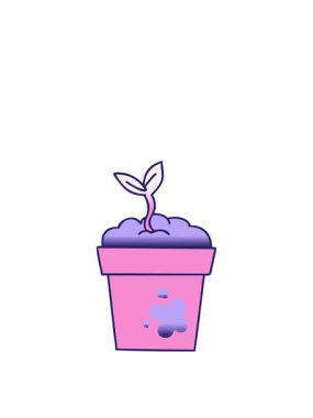 rise and float animation of gradient shaded quirky cartoon seedling