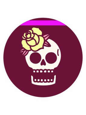 Kafatasının ikonik dövme şeklindeki görüntüsünü canlandırın ve parlak bir renkle gülün.