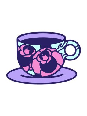 Dövmenin hareketli animasyonunu geleneksel bir fincan ve çiçek stilinde oynat