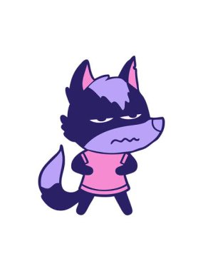 Sinirli bir kurdun çizgi filminin dikkat çekici animasyonu.