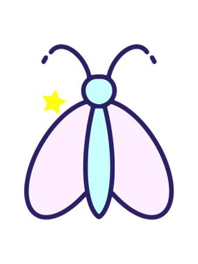 Parıldayan yıldızlar basit bir kelebek çizgi filminin animasyonunu etkiler.