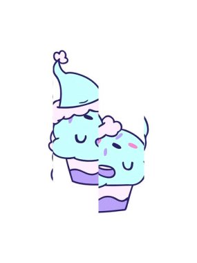 Paylaşımlı hareketli el animasyonu Kawaii kekinin Noel karikatürü