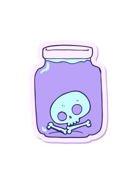 Bir karikatür kavanozunun kafatası ile yapıştırılmış basınçlı animasyon