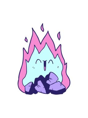 bobbing motion animation of cartoon blazing coal fire