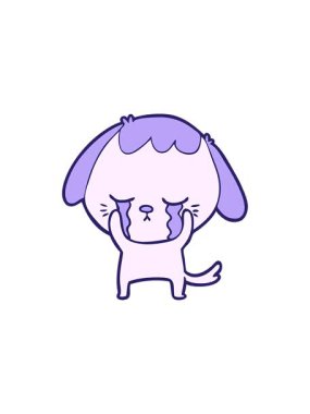 Tatlı köpek ağlama çizgi filminin canlandırması.