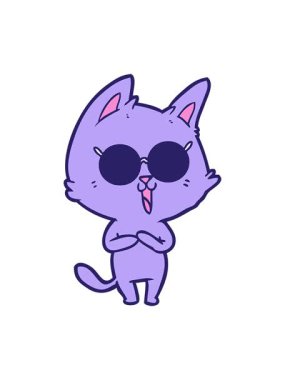 Güneş gözlüğü takan komik çizgi film kedisinin ışık efekti