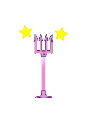 spinning stars animation of cartoon trident