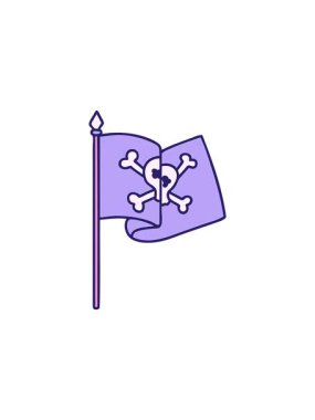 Yıldız patlaması etkisi simgesel dövme tarzı korsan bayrağının animasyonu