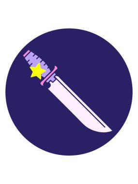 Parıldayan yıldızlar bıçak şeklindeki dövme görüntüsünün canlandırılmasını etkiler.