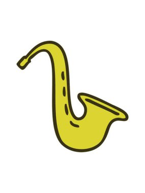 Müzikal bir saksafonun retro grunge desen çizgi filminin renk animasyonu değişiyor