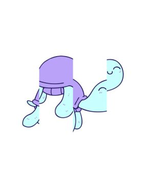 splitting motion animation of turtle character