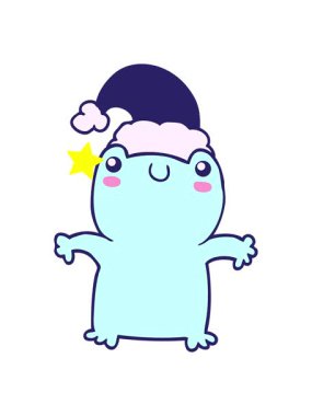 Parlayan yıldızlar, Noel şapkası takan sevimli kurbağa çizgi filmlerinin animasyonunu etkiler.