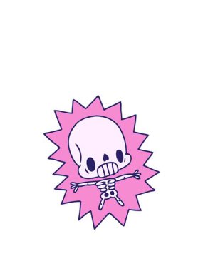 Çizgi film çizimleri kawaii elektrik iskeletinin animasyonunu genişletiyorum.