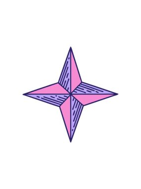 Geleneksel dövme yıldızının dönen hareketli animasyonu