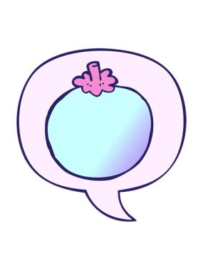 pixelize effect animation of cartoon tomato with speech bubble in smooth gradient style