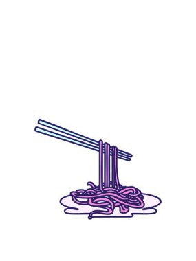 Japon yemek çubuklarının hareketli animasyonunda erişte dizaynı vardı.