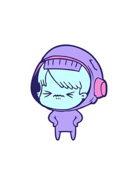 Kalçasında elleri olan kızgın uzay kızı animasyonu.