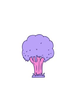 horizontally vibrating animation of cartoon of doodle of a summer tree