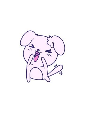 Yıldız patlaması etkisi sevimli bir kawaii köpek çizgi filminin animasyonu