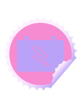 Bir araba aküsünün dairesel soyulan çıkartma karikatürünü salla ve duraklat