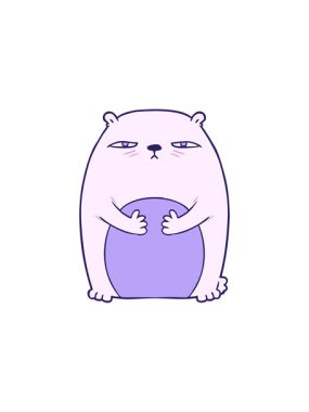 Çizgi filmin bölünme etkisi. Sinirli, yorgun ayı.