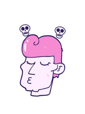 Çizgi film karakteri yakışıklı adamın kafatası animasyonu.