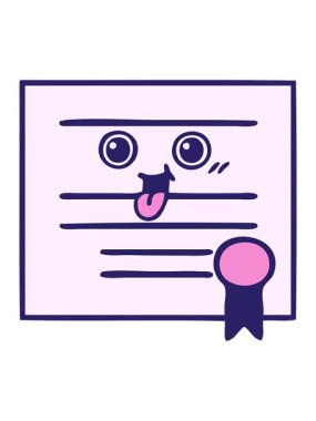 Mezuniyet sertifikasının sevimli çizgi filminin basınçlı animasyonu