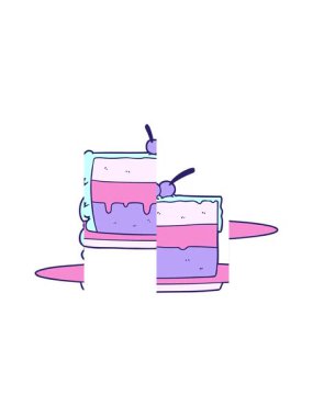 splitting motion animation of cartoon cake illustration